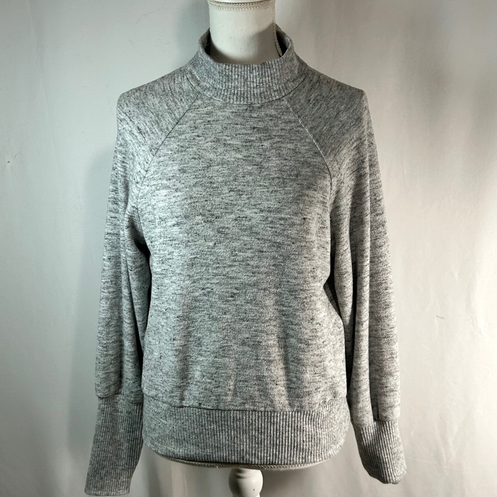 Maeve Anthropologie Heathered Grey Mock Neck Raglan‎ Knit Sweater XS